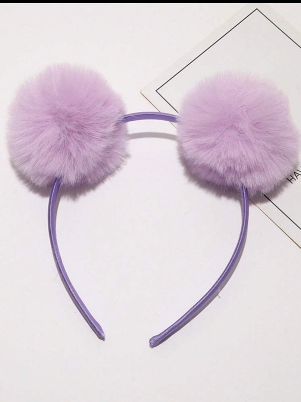 Lilac Pom-Pom Headband for Kids - Soft Fuzzy Ear Accessory